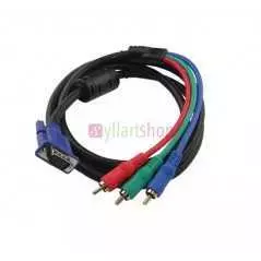 Câble vidéo VGA 15 broches vers 3RCA mâle vers mâle de 1.5 mètres pour DVD HD et projecteur