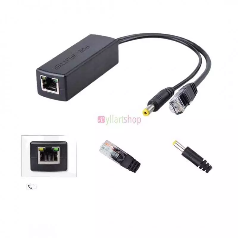 Splitter Poe 10/100 Mbps 12 V/1 A 5,5 x 2,1 mm DC IEEE 802.3af conforme pour caméra CCTV