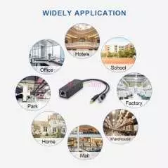 Splitter Poe 10/100 Mbps 12 V/1 A 5,5 x 2,1 mm DC IEEE 802.3af conforme pour caméra CCTV