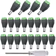 Paquets de 10 Alimentation 12V/24V DC Mâle 5.5x2.1mm DC Vis Borne Connecteur, pour CCTV Caméra LED Bande (Vert)