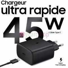 Tête de charge ultra-rapide Samsung USB-C 45W  original noir