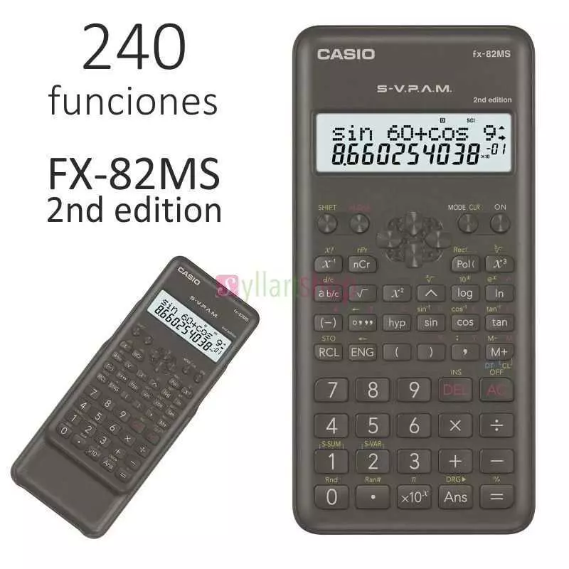 Calculatrice CASIO fx-82MS (2e Éd.) | Scolaire, Fiable et Ergonomique | 240 Fct