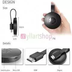 Récepteur HDMI TV sans fil compatible Airplay DLNA Miracast, compatible avec les smartphones iOS/Android