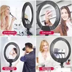 Lampe annulaire professionnelle Soft Ring Fill Light LJJ-45 (3 supports + télécommande + trépied) diamètre de l'anneau 45cm