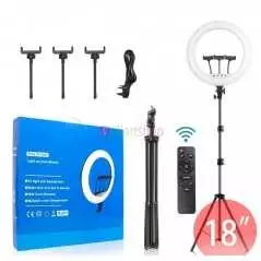 Lampe annulaire professionnelle Soft Ring Fill Light LJJ-45 (3 supports + télécommande + trépied) diamètre de l'anneau 45cm