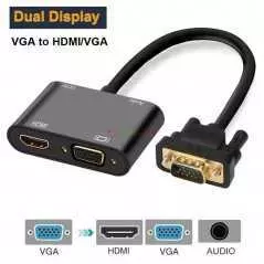 Convertisseur VGA vers HDMI+VGA /adaptateur avec audio