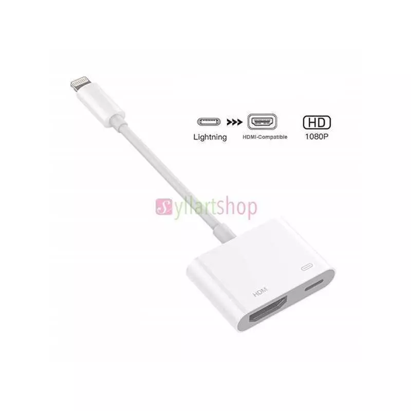 Adaptateur Digital AV Lightning vers HDMI 1080p | Mise en Miroir et Charge Simultanée iPhone/iPad
