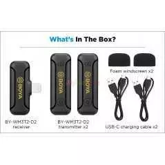 Microphone cravate sans fil 2,4 GHz BOYA BY-WM3T2-D2 pour iPhone 7/8/x/11/12 iPad avec Lightning 2 émetteurs 1 récepteur