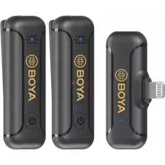 Microphone cravate sans fil 2,4 GHz BOYA BY-WM3T2-D2 pour iPhone 7/8/x/11/12 iPad avec Lightning 2 émetteurs 1 récepteur