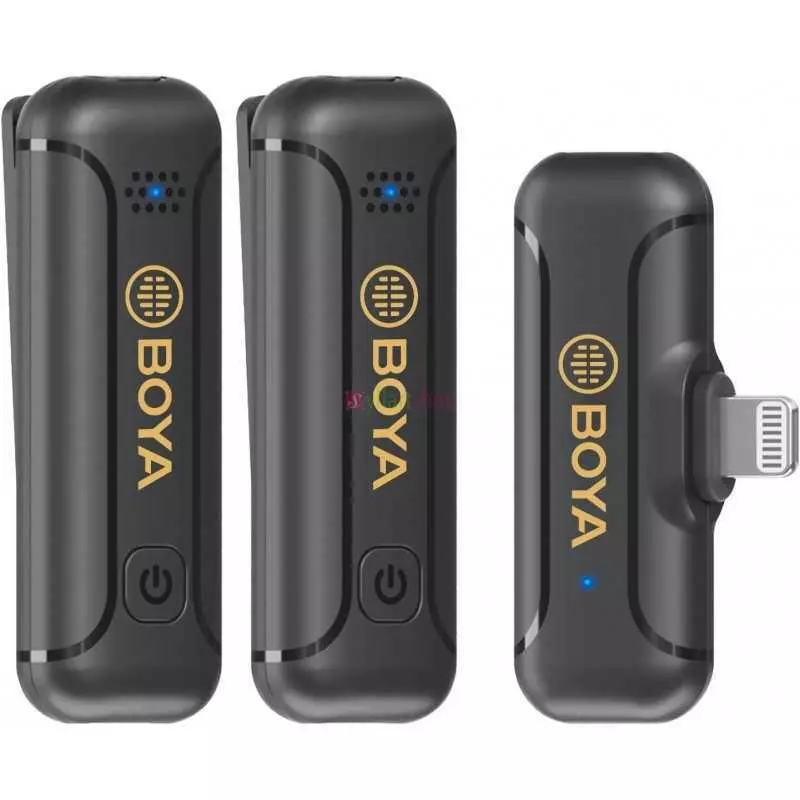 Microphone cravate sans fil 2,4 GHz BOYA BY-WM3T2-D2 pour iPhone 7/8/x/11/12 iPad avec Lightning 2 émetteurs 1 récepteur