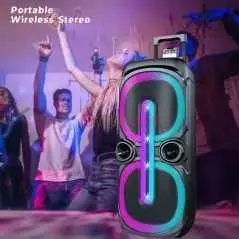 Haut parleur sans fil ZQS10201 + MIC chariot Big Blue 400W