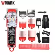 Tondeuse à cheveux Rechargeable sans fil Base rouge + étui Transparent WMARK NG-410