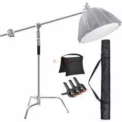 Support d'eclairage studio professionnel à usage intensif avec têtes de préhension