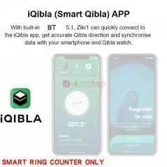 Chapelet intelligente en forme de bague iQIBLA M0220SR pour zikr et tasbih et rappels de temps de prières
