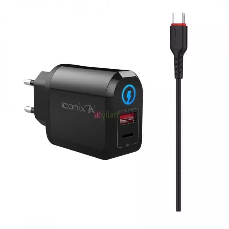 Chargeur Mural ICONIX 18W | Port USB-C Rapide | Optimisé pour Téléphone Android