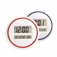 Horloge murale et de table, rond, grand écran LCD affichage de l'heure, de la date, Réveil électronique