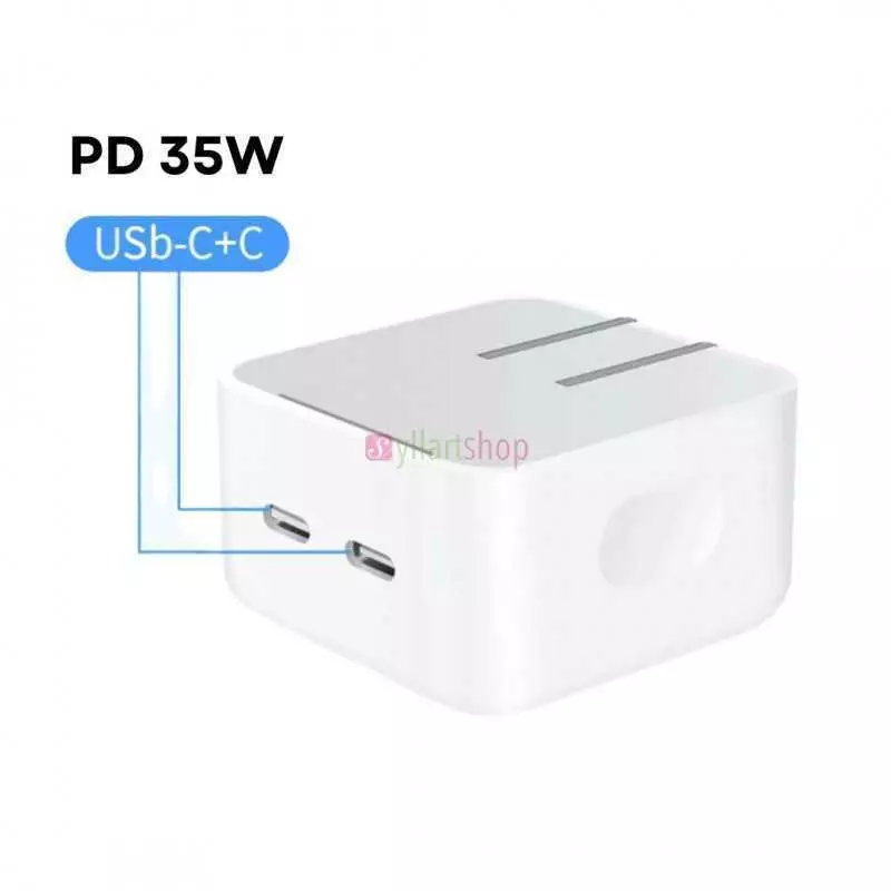 Tête de Chargeur Rapide USB-C PD 35W | Double Port | Charge Optimale pour iPhone & iPad