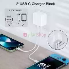 Tête de Chargeur Rapide USB-C PD 35W | Double Port | Charge Optimale pour iPhone & iPad