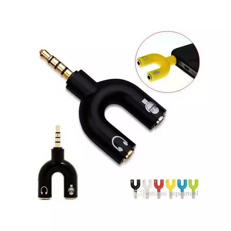 Adaptateur Audio Câble U Type jack 3.5mm Sortie Câble Mâle à 2 Femelle