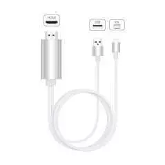 Câble Lightning Mâle vers HDMI Mâle Avec Alimentation USB MiraScreen L6M 1 mètre