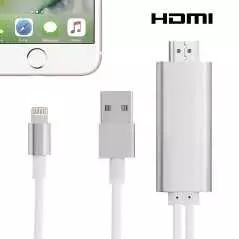 Câble Lightning Mâle vers HDMI Mâle Avec Alimentation USB MiraScreen L6M 1 mètre