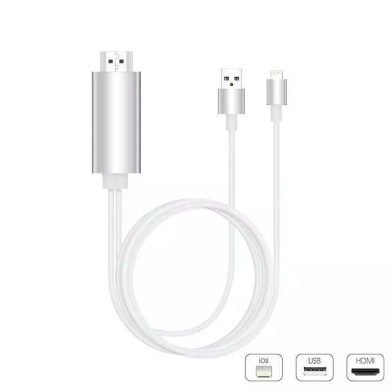 Câble Lightning Mâle vers HDMI Mâle Avec Alimentation USB MiraScreen L6M 1 mètre