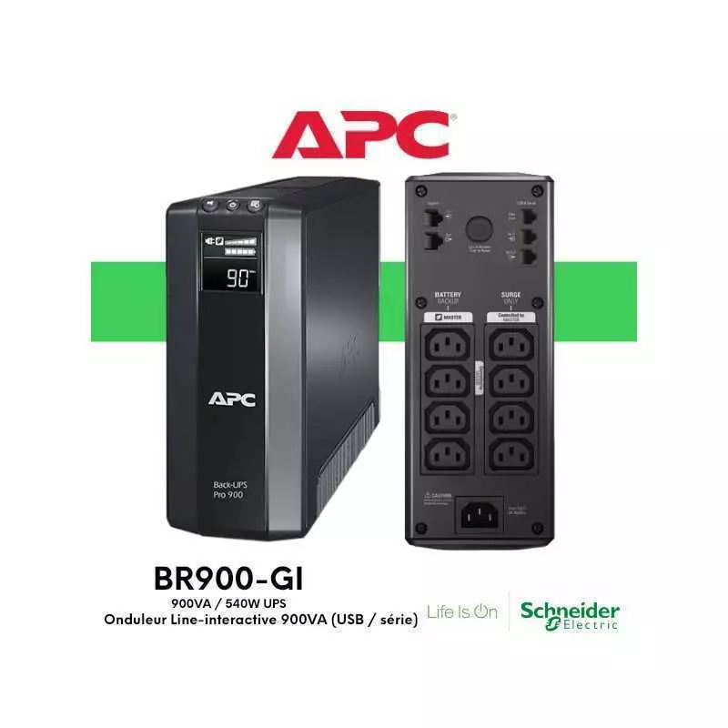 Onduleur Line-Interactive 900VA APC Back-UPS Pro BR900GI (540 W, AVR, USB/Série)