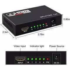 Répartiteur HDMI 1x4 Ports v1.4 Alimenté 4K/2K Full Ultra HD 1080p