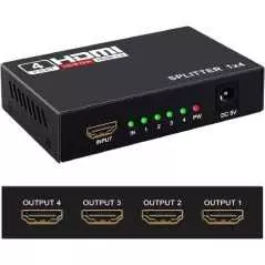Répartiteur HDMI 1x4 Ports v1.4 Alimenté 4K/2K Full Ultra HD 1080p