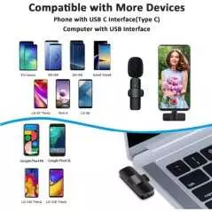 Mini microphone lavalier sans fil micro cravate K9-C type-c pour téléphone android avec réduction de bruit