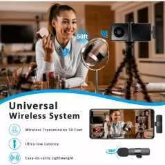 Mini Microphone Lavalier sans fil micro cravate K9-L pour iPhone avec réduction de bruit