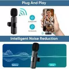 Microphone Lavalier sans fil micro cravate double K9-C-2IN1 Type-C pour android USB C, enregistrement audio vidéo