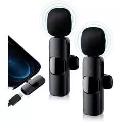 Microphone Lavalier sans fil micro cravate double K9-C-2IN1 Type-C pour android USB C, enregistrement audio vidéo