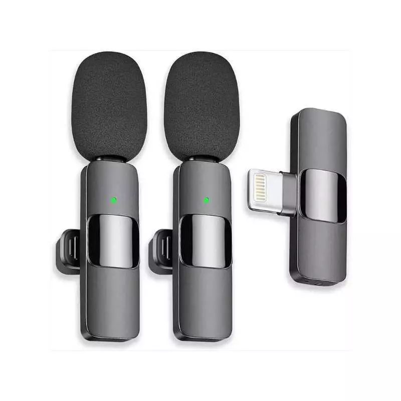 Microphone Lavalier sans fil micro cravate double K9-L-2IN1 pour Iphone, enregistrement audio vidéo