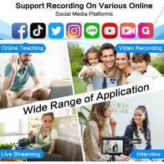 Microphone cravate Lavalier sans fil double K35-2 à condensateur omnidirectionnel pour appareil photo, haut-parleur, Smartphone,