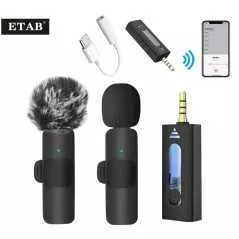 Microphone cravate Lavalier sans fil double K35-2 à condensateur omnidirectionnel pour appareil photo, haut-parleur, Smartphone,