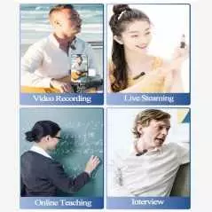 Microphone cravate sans fil double micro à revers pour Camera, MICRO CRAVATE SANS FIL AP003-3IN1,synchronisation automatique