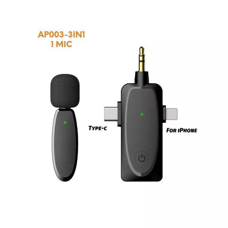 Microphone cravate sans fil double micro à revers pour Camera, MICRO CRAVATE SANS FIL AP003-3IN1,synchronisation automatique