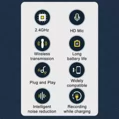 Mini microphone cravate lavalier sans fil AP004-L avec boîtier de chargement pour iPhone