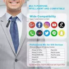 Mini microphone cravate lavalier sans fil K60-C avec boîtier de chargement pour Type-C Smartphones