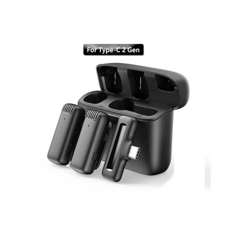 Microphone cravate sans fil J13-L / iPHONE avec boîtier de chargement, lot de double micro à revers pour iPhone