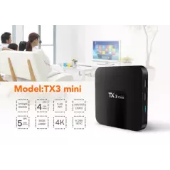 Mini TV Box TX3 4K Amlogic S905W Quad core H.265 décodage 2.4 GHz WiFi 2Go / 16Go