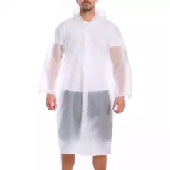 Manteau de pluie bouton imperméable clair transparent a capuche
