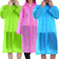 Manteau de pluie bouton imperméable clair transparent a capuche
