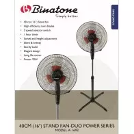 Ventilateur sur pied BINATONE A1692B double hélices 16 pouces 70 W