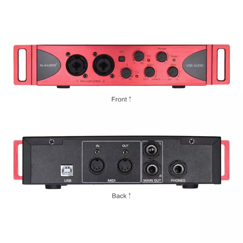 Carte son Interface Audio N-Audio USB 2x2, avec carte son USB, studio sonore