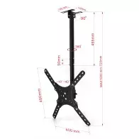 Support téléviseur Max Vesa 400x400m, pour plafond, à hauteur réglable, pour écrans 26 a 55" pouce