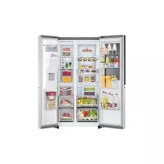 Réfrigérateur side by side Knock Knock LG GCX257CSES avec fontaine 617 Litres Silver
