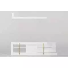 Ensemble meuble TV T722 et étagère Manon Blanc