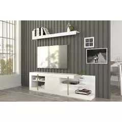 Ensemble meuble TV T722 et étagère Manon Blanc